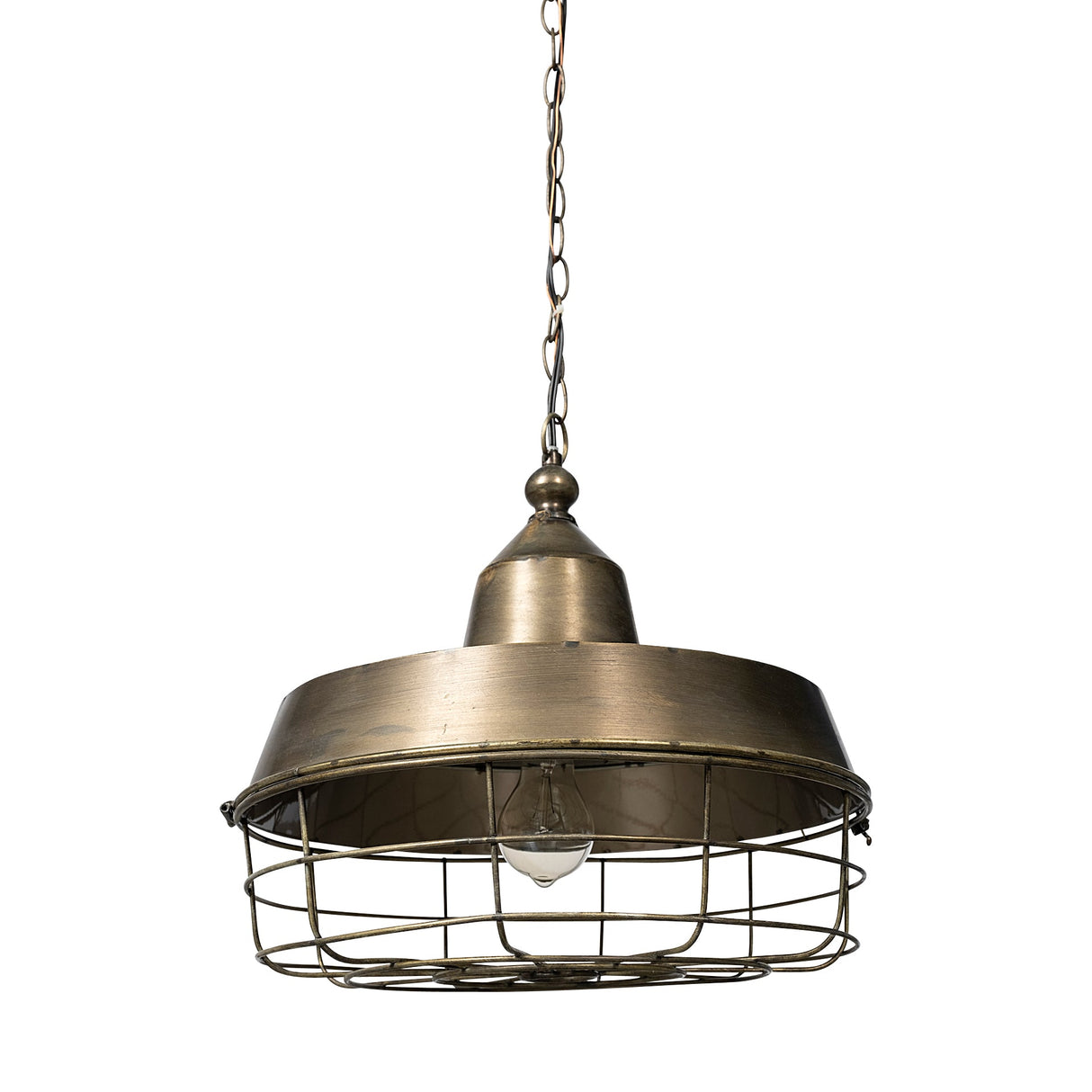 Tahla Gold Toned Metal Cage Pendant Light by Mercana at Eve Furniture