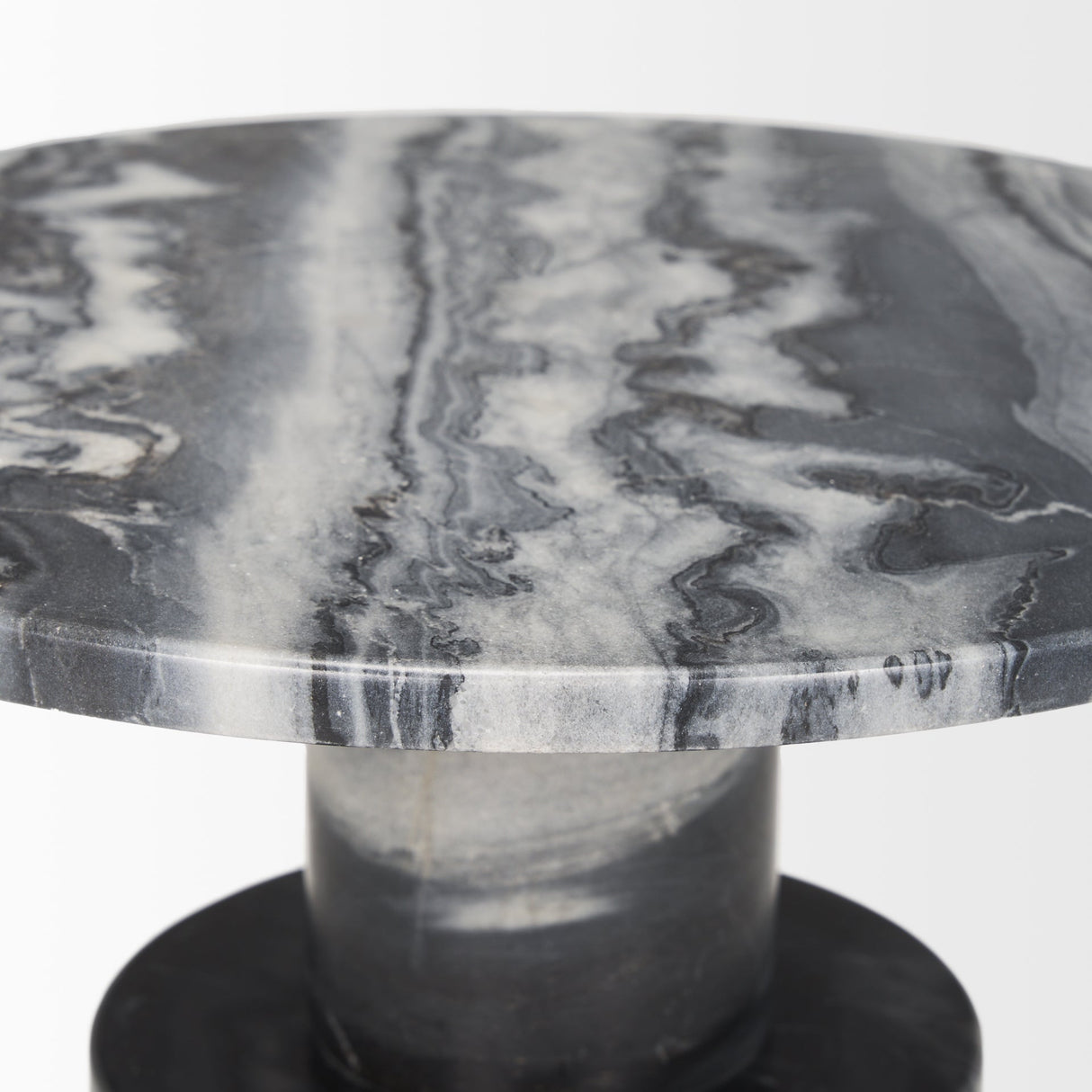 Taite Solid Dark Gray Marble Pedestal Accent Table by Mercana at Eve Furniture
