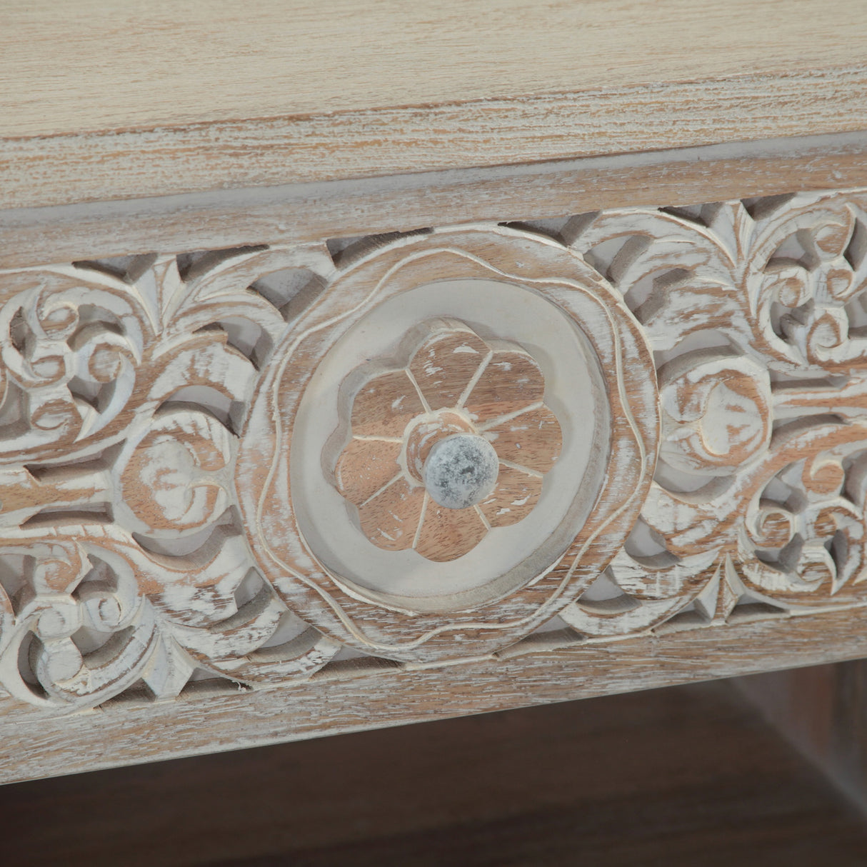 Taj 26" Nightstand with Plinth Base in Carved Heirloom White by Home Trends & Design at Eve Furniture