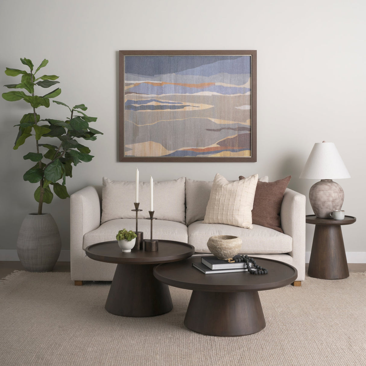Takoda Dark Brown Wood Tapered Drum Accent Table by Mercana at Eve Furniture
