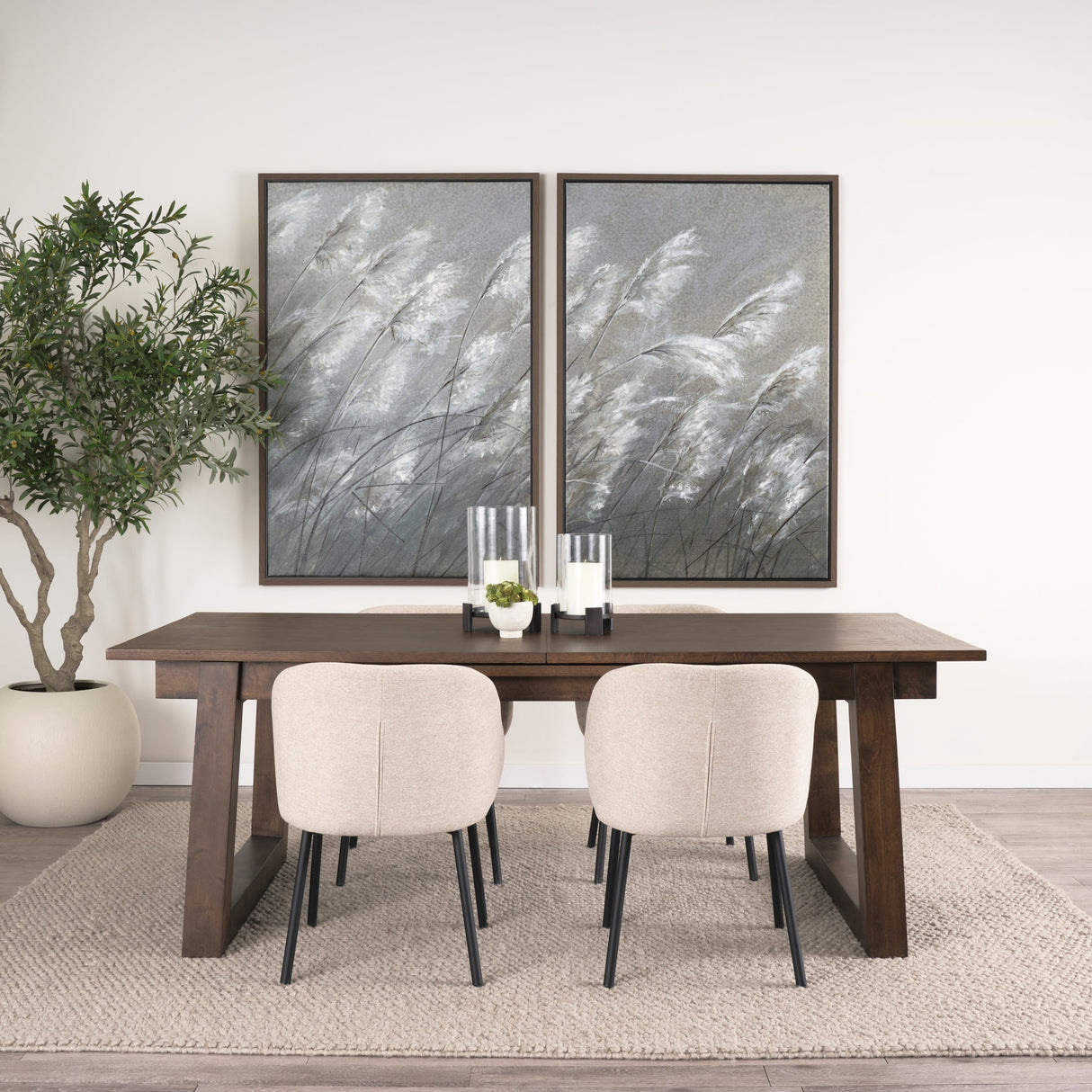 Takota Dark Brown Rectangular Oak Wood w/ Birch Wood Legs Extendable Dining Table by Mercana at Eve Furniture