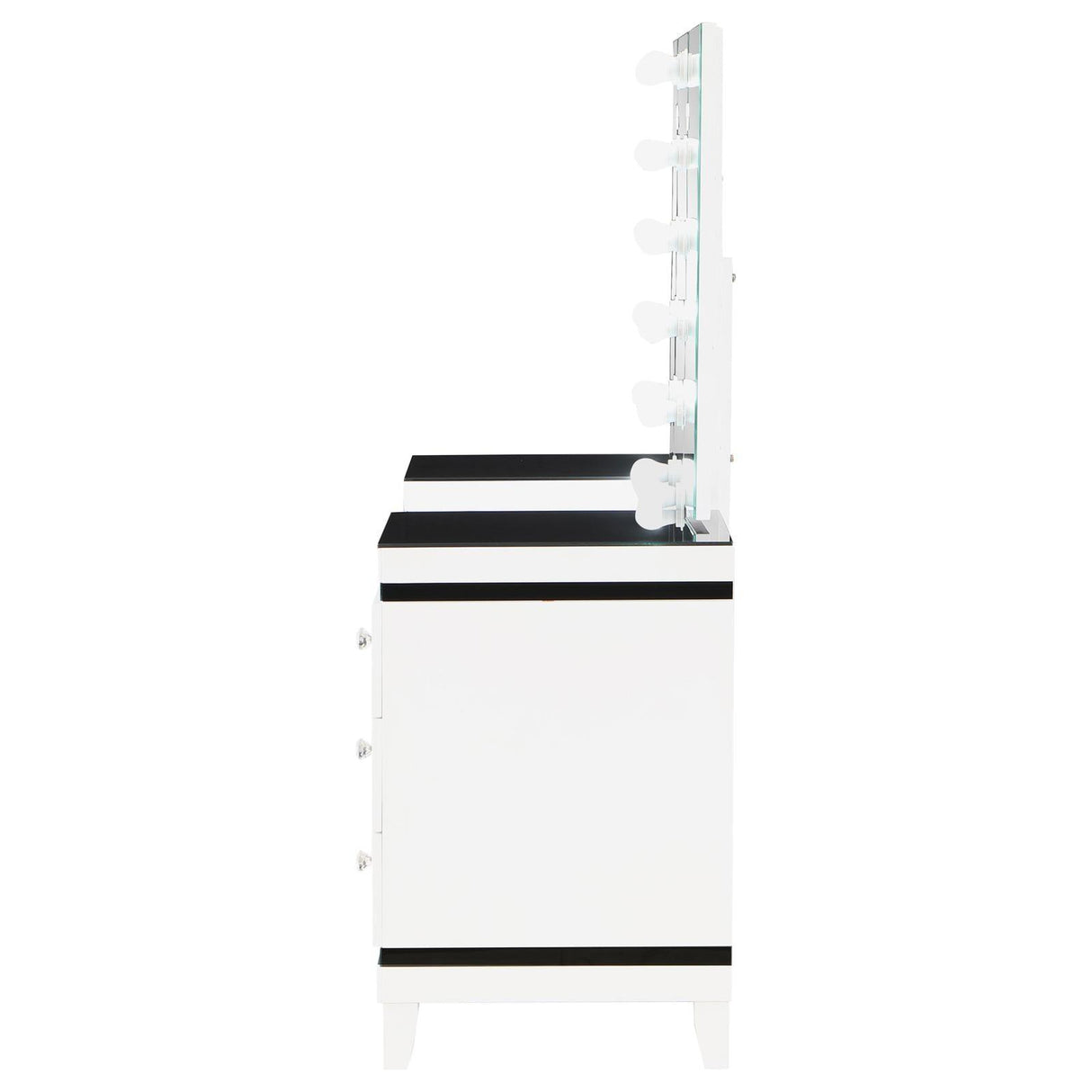 Talei Black and White 6-drawer Vanity Set with Hollywood Lighting by Coaster at Eve Furniture