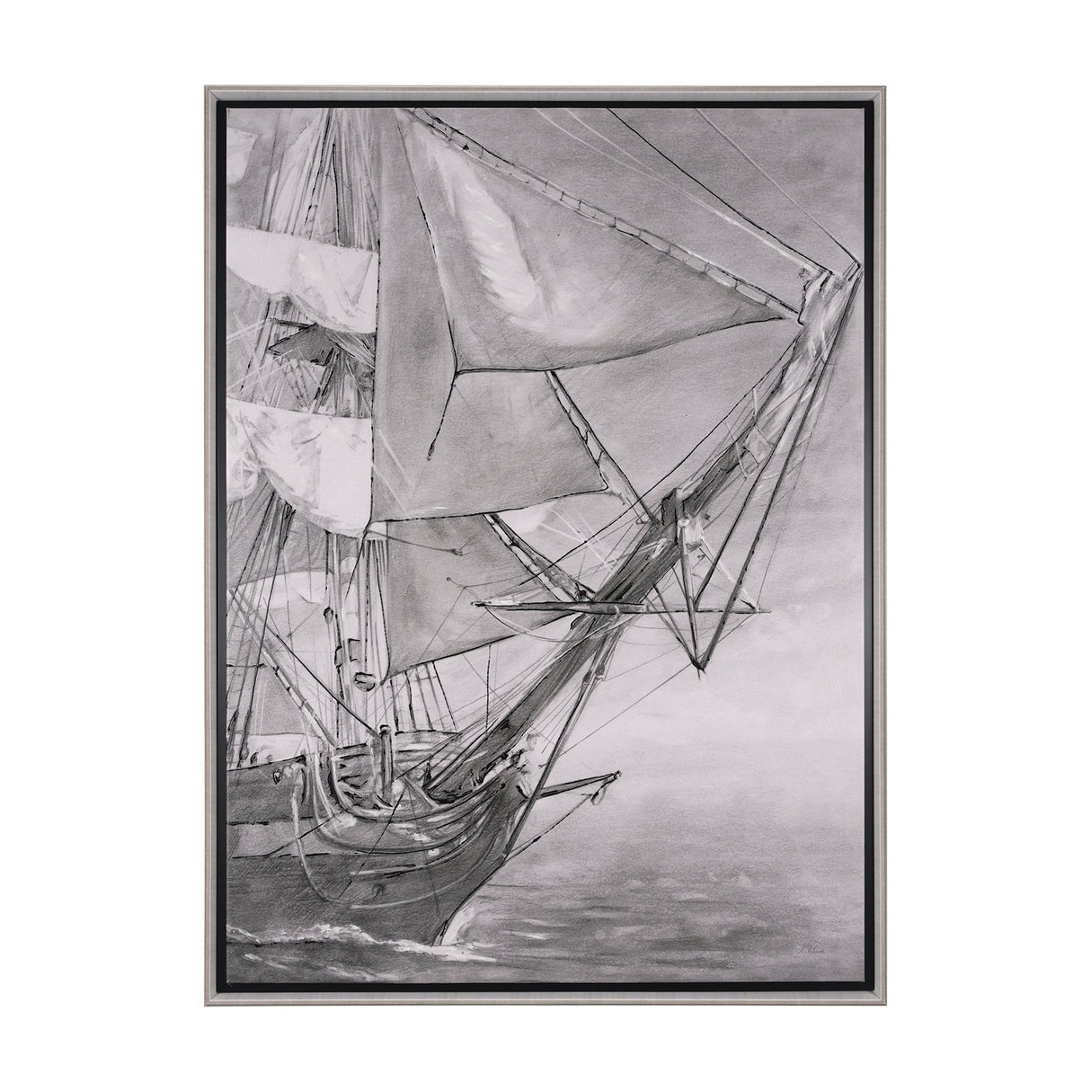 Tall Ship I by Mercana Studio a Hand Embellished Textured Framed Canvas by Mercana at Eve Furniture