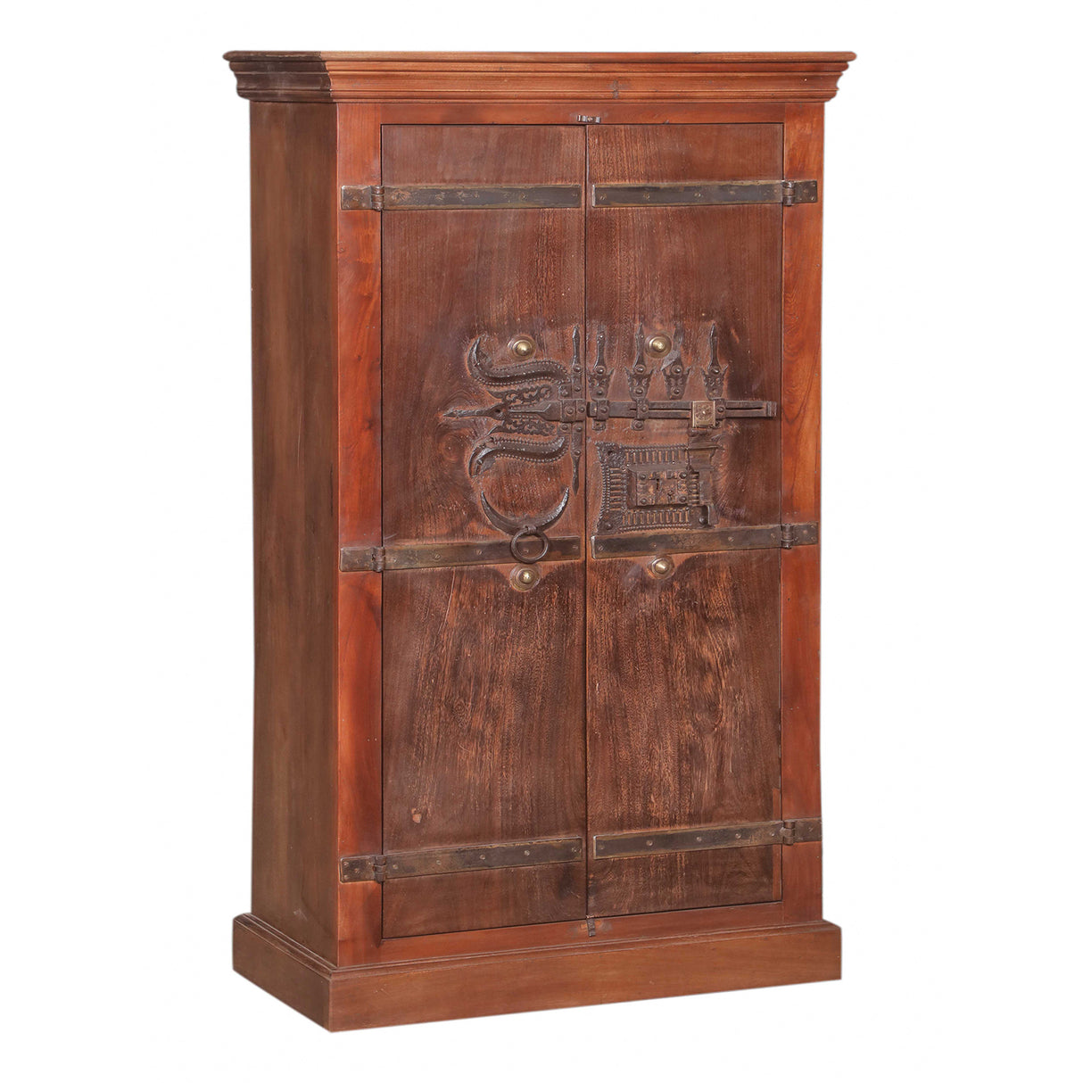 Tall Wood Cabinet with Hand Carved Doors by Home Trends & Design at Eve Furniture