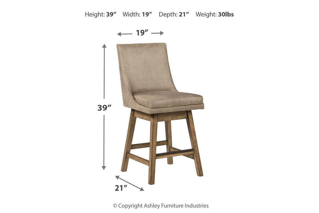 Tallenger Beige Counter Height Barstool, Set of 2 by Ashley at Eve Furniture