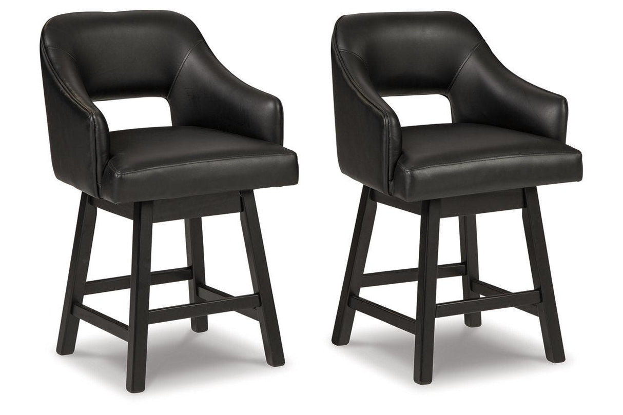 Tallenger Black/Dark Brown Counter Height Barstool, Set of 2 by Ashley at Eve Furniture