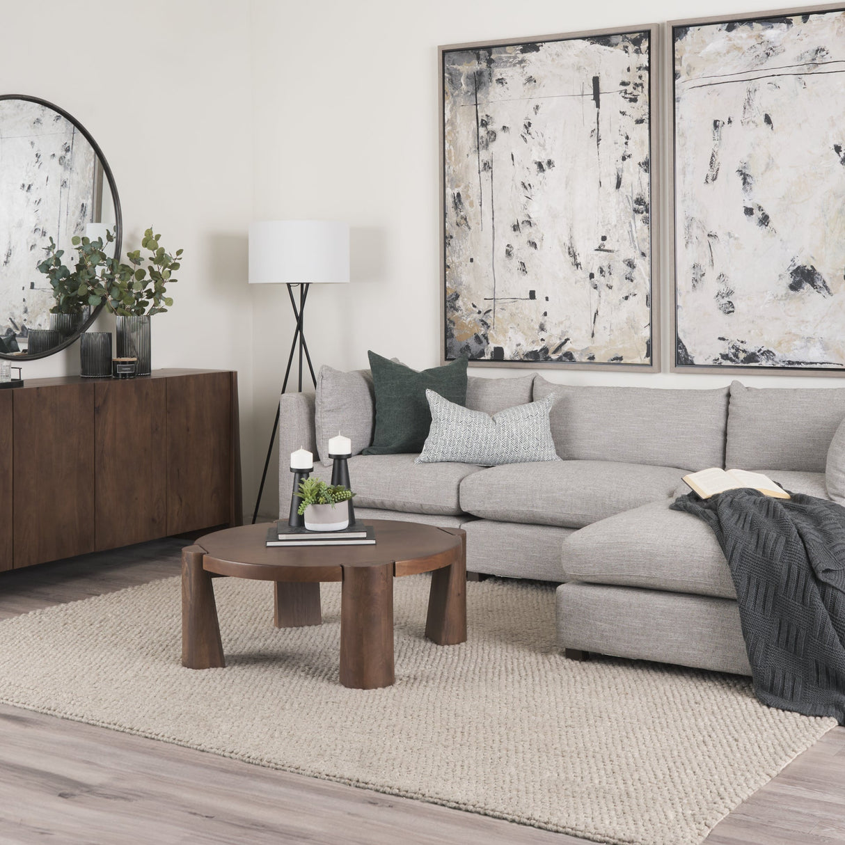Tammar Round Wood w/ Tapered Legs Coffee Table by Mercana at Eve Furniture