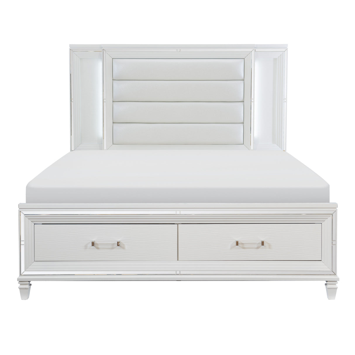 Tamsin White California King LED Upholstered Storage Platform Bed by Homelegance at Eve Furniture