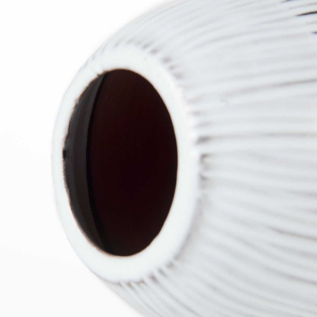 Tanami II Short Dark Brown/White Glazed Ceramic Vase by Mercana at Eve Furniture