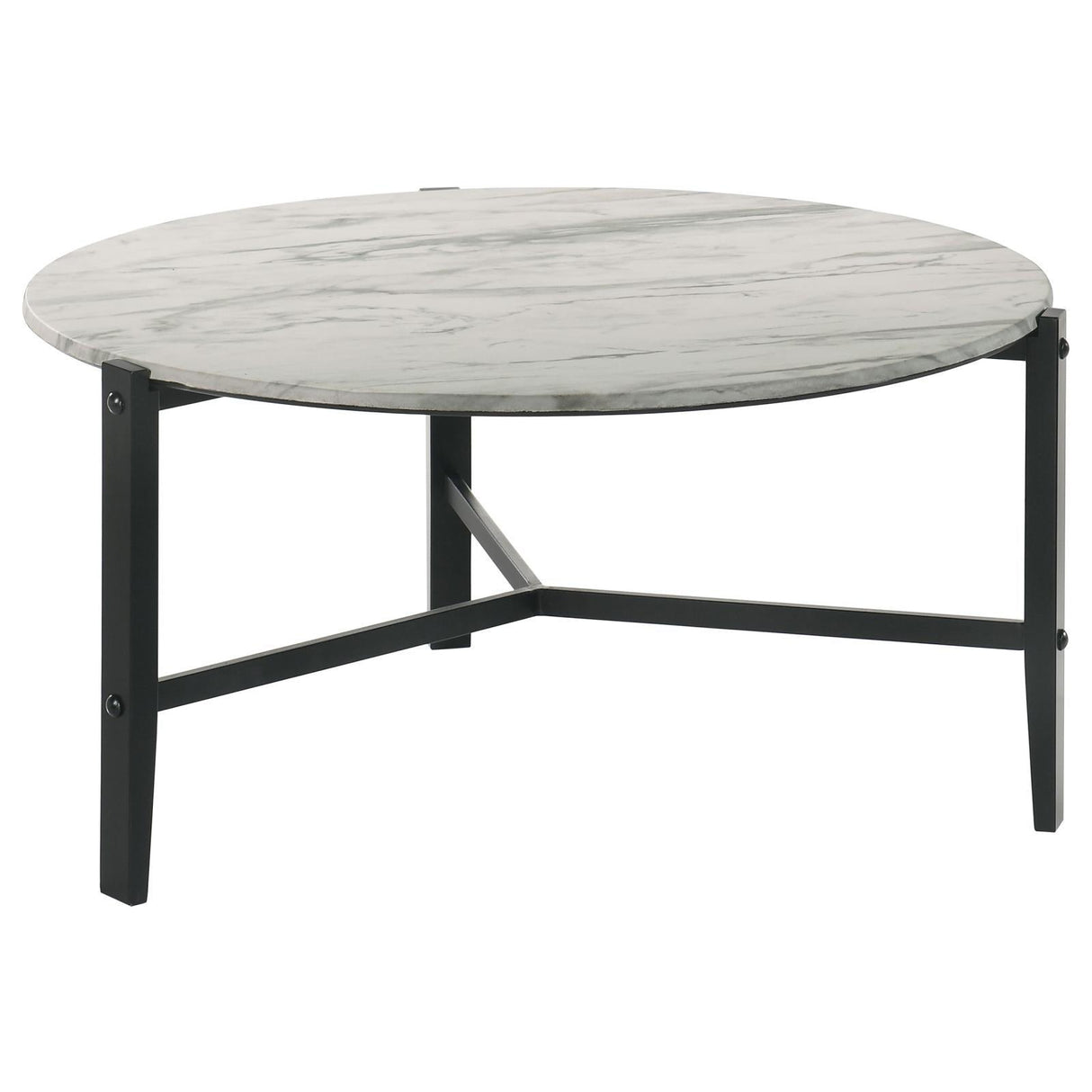 Tandi Faux White Marble/Black Round Coffee Table by Coaster at Eve Furniture