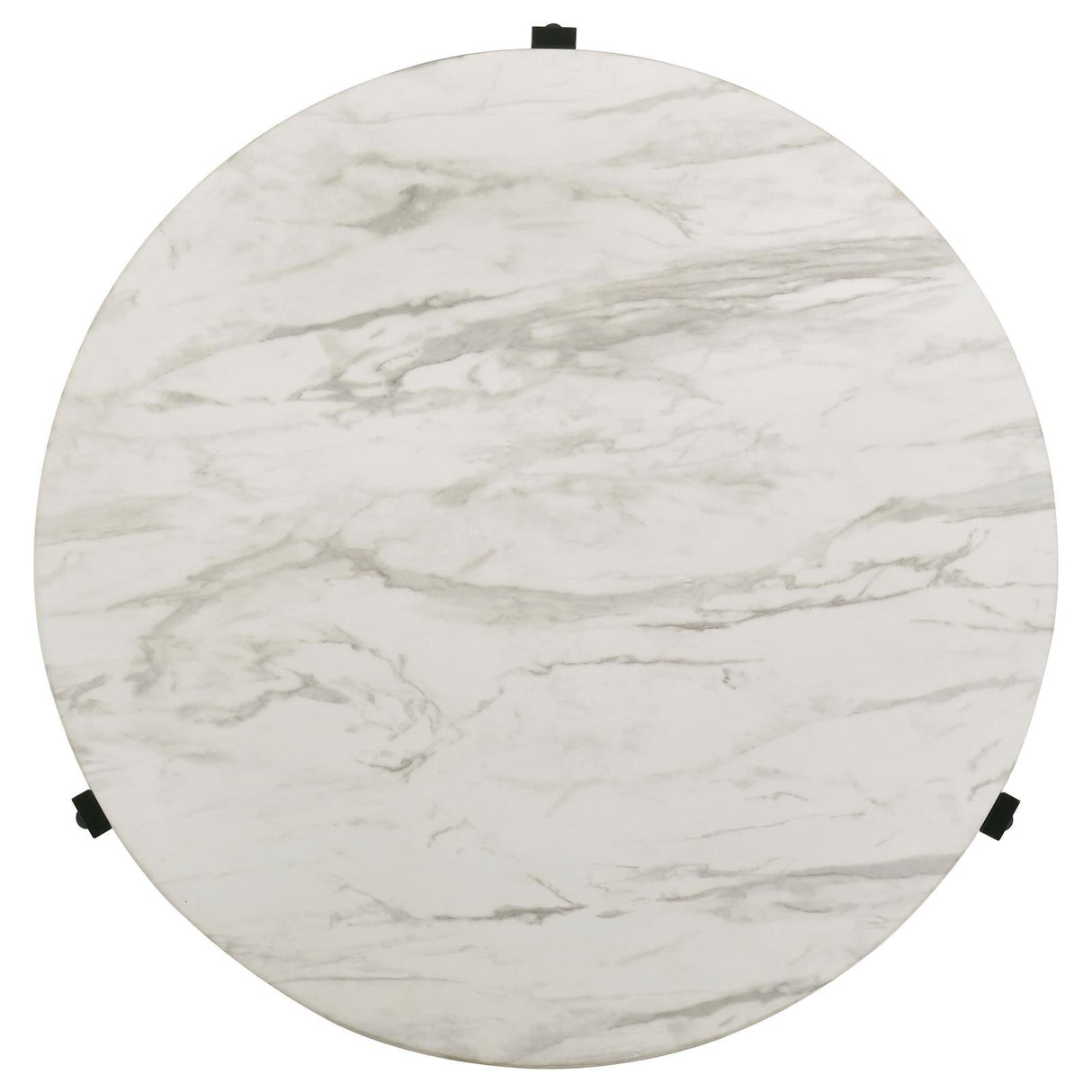 Tandi Faux White Marble/Black Round Coffee Table by Coaster at Eve Furniture