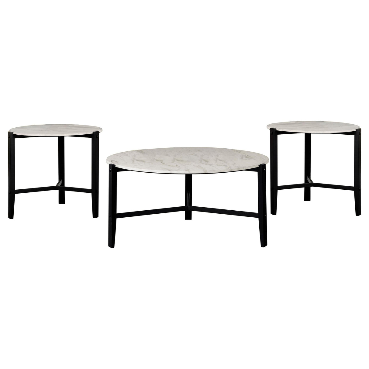 Tandi White 3-Piece Faux Marble Coffee and End Table Set by Coaster at Eve Furniture