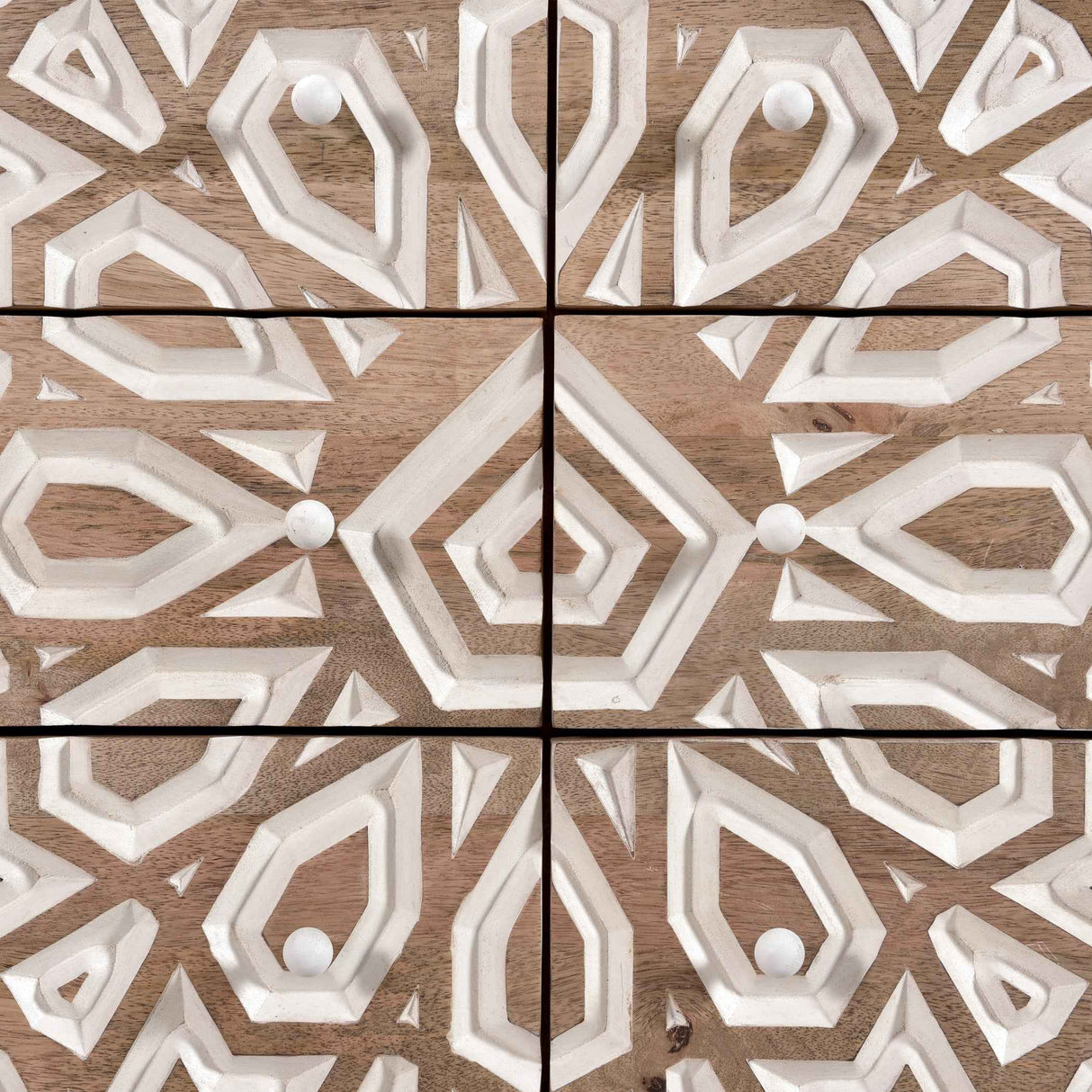 Tangiers 61" Six Drawer Dresser in Carved Natural White by Home Trends & Design at Eve Furniture