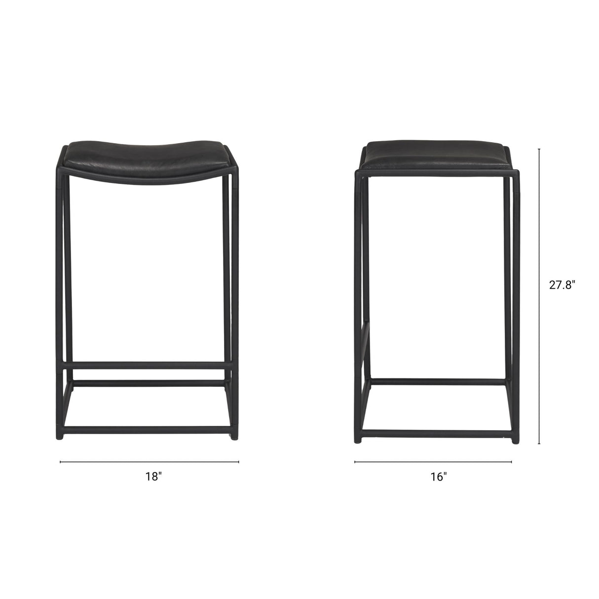 Taniel Black Leather w/ Black Metal Counter Stool by Mercana at Eve Furniture