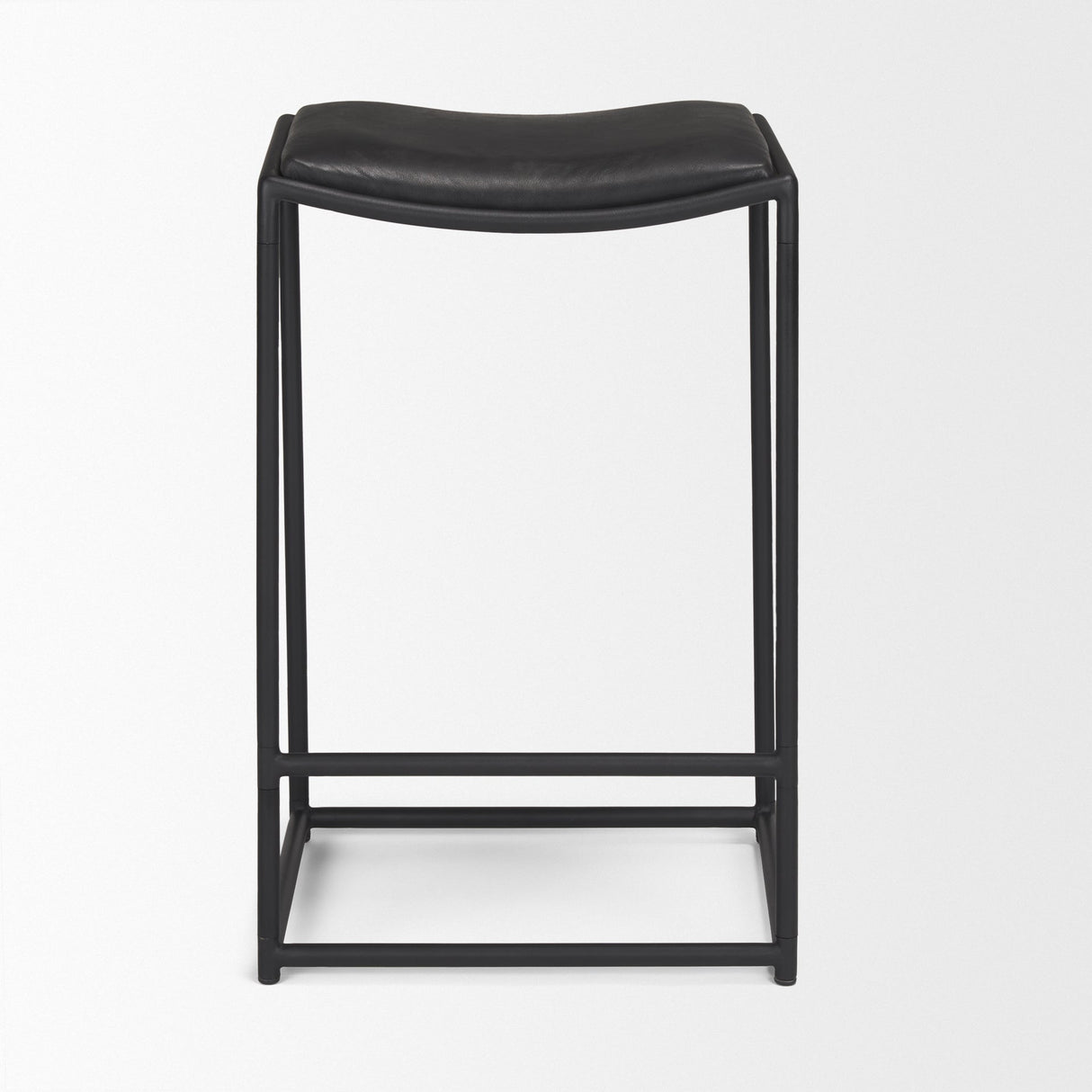 Taniel Black Leather w/ Black Metal Counter Stool by Mercana at Eve Furniture