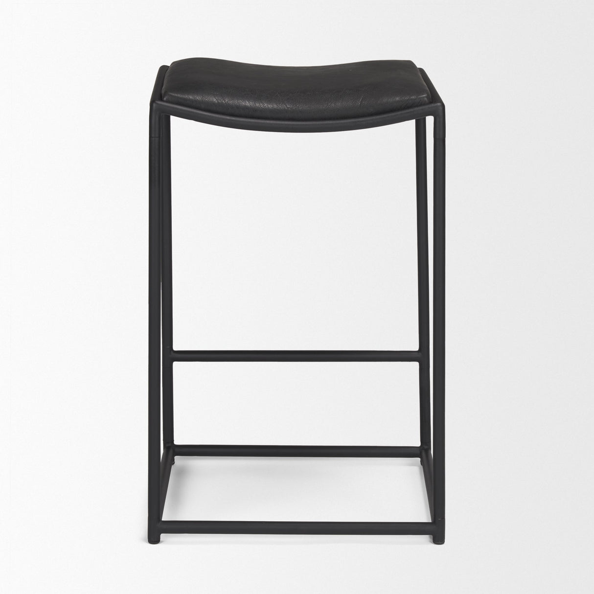 Taniel Black Leather w/ Black Metal Counter Stool by Mercana at Eve Furniture