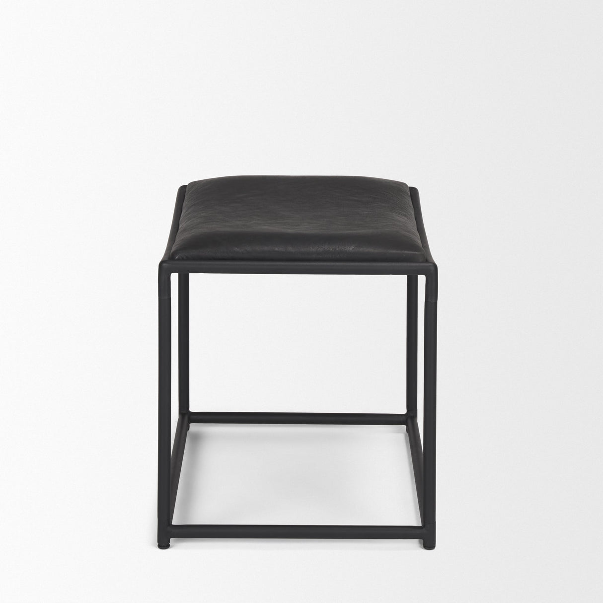 Taniel Black Leather w/ Black Metal Stool by Mercana at Eve Furniture