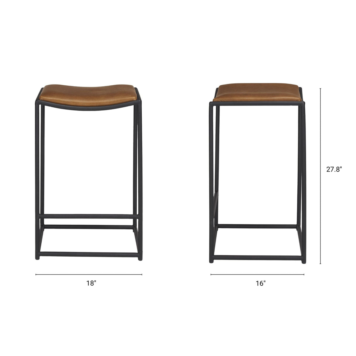 Taniel Brown Leather w/ Black Metal Counter Stool by Mercana at Eve Furniture