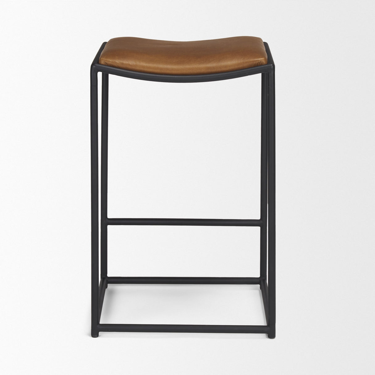 Taniel Brown Leather w/ Black Metal Counter Stool by Mercana at Eve Furniture
