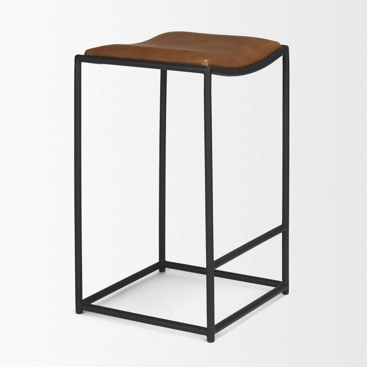 Taniel Brown Leather w/ Black Metal Counter Stool by Mercana at Eve Furniture
