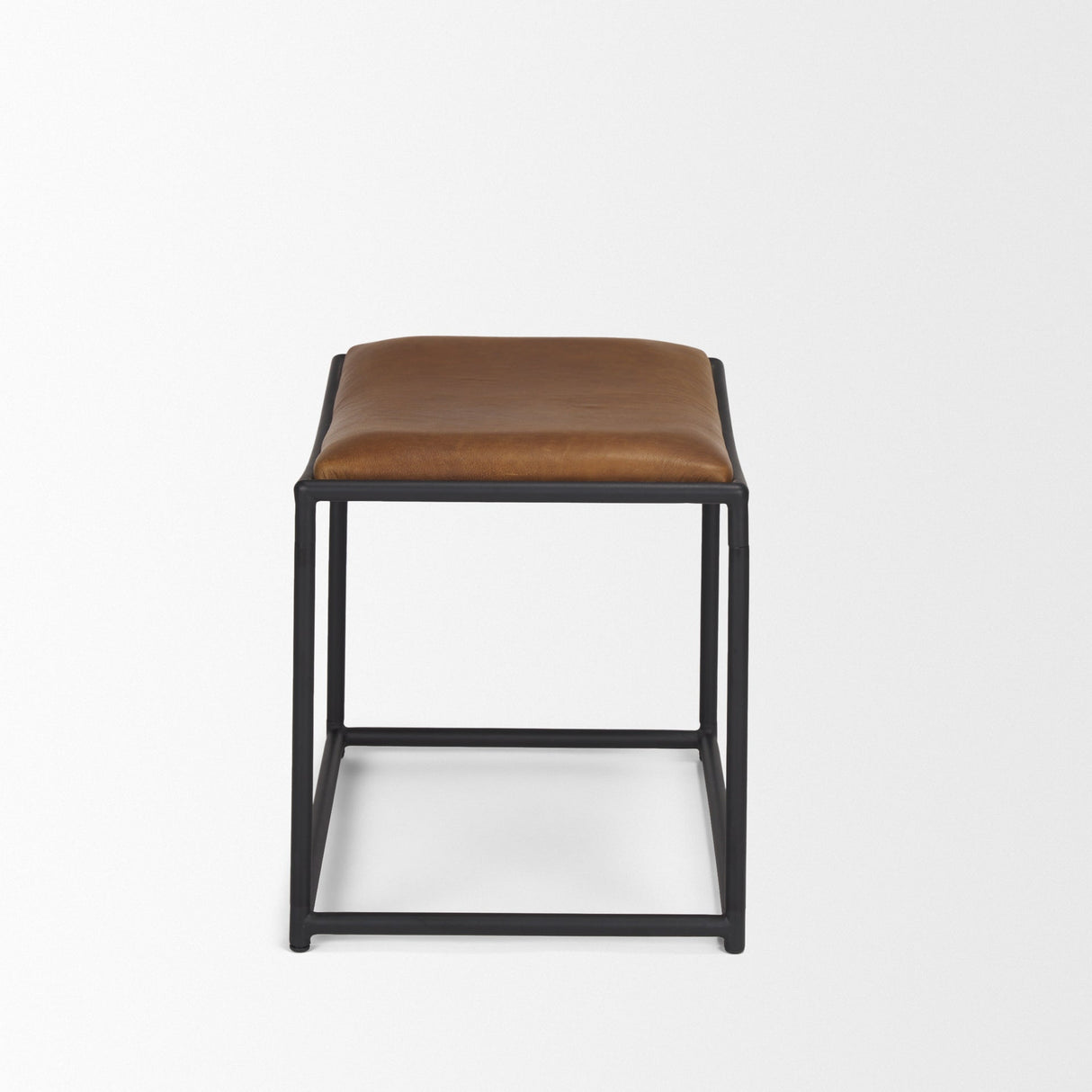Taniel Brown Leather w/ Black Metal Stool by Mercana at Eve Furniture