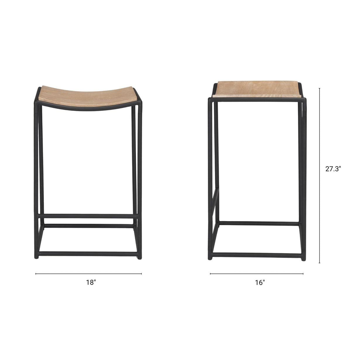 Taniel Light Brown Wood w/ Black Metal Counter Stool by Mercana at Eve Furniture