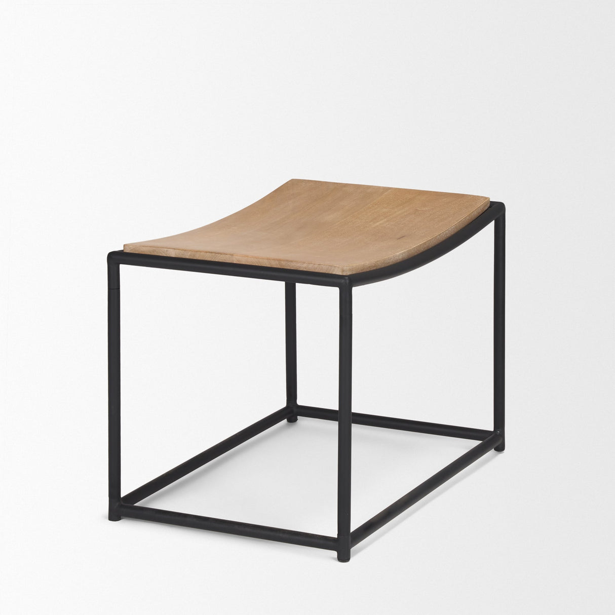 Taniel Light Brown Wood w/ Black Metal Stool by Mercana at Eve Furniture