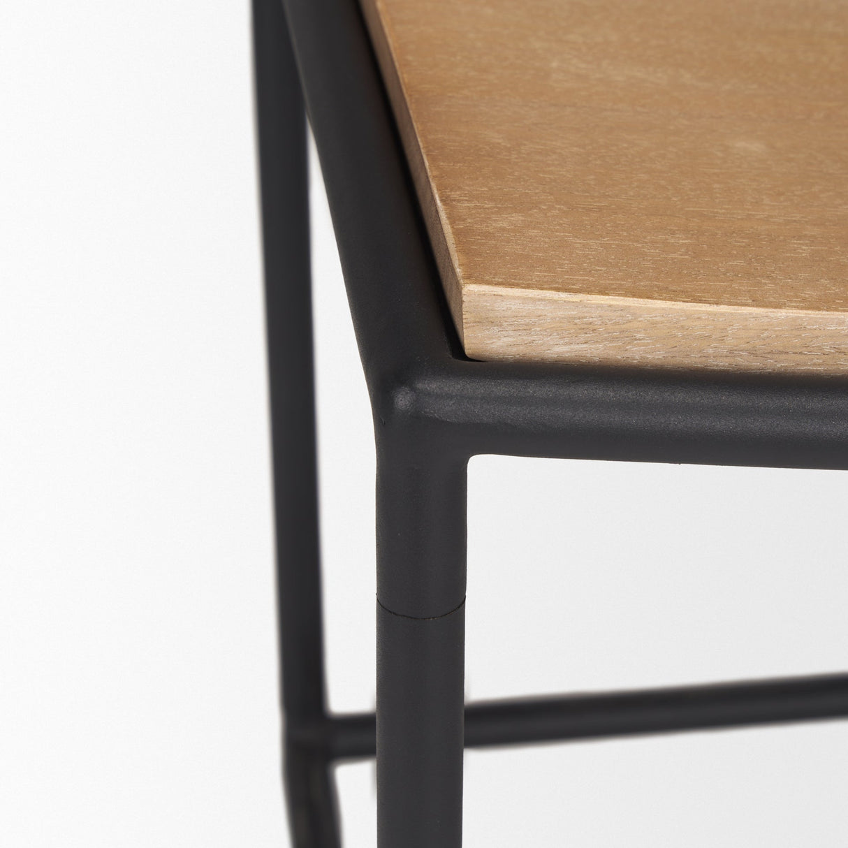 Taniel Light Brown Wood w/ Black Metal Stool by Mercana at Eve Furniture