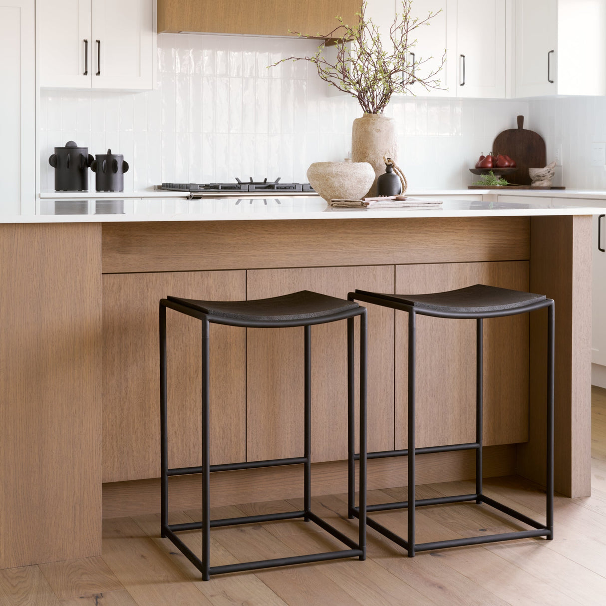 Taniel Textured Black Wood w/ Black Metal Counter Stool by Mercana at Eve Furniture