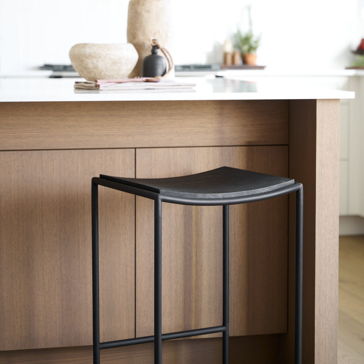 Taniel Textured Black Wood w/ Black Metal Counter Stool by Mercana at Eve Furniture