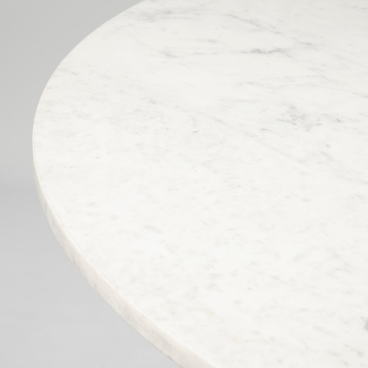Tanner II Round White Marble Top Black Metal Base Dining Table by Mercana at Eve Furniture