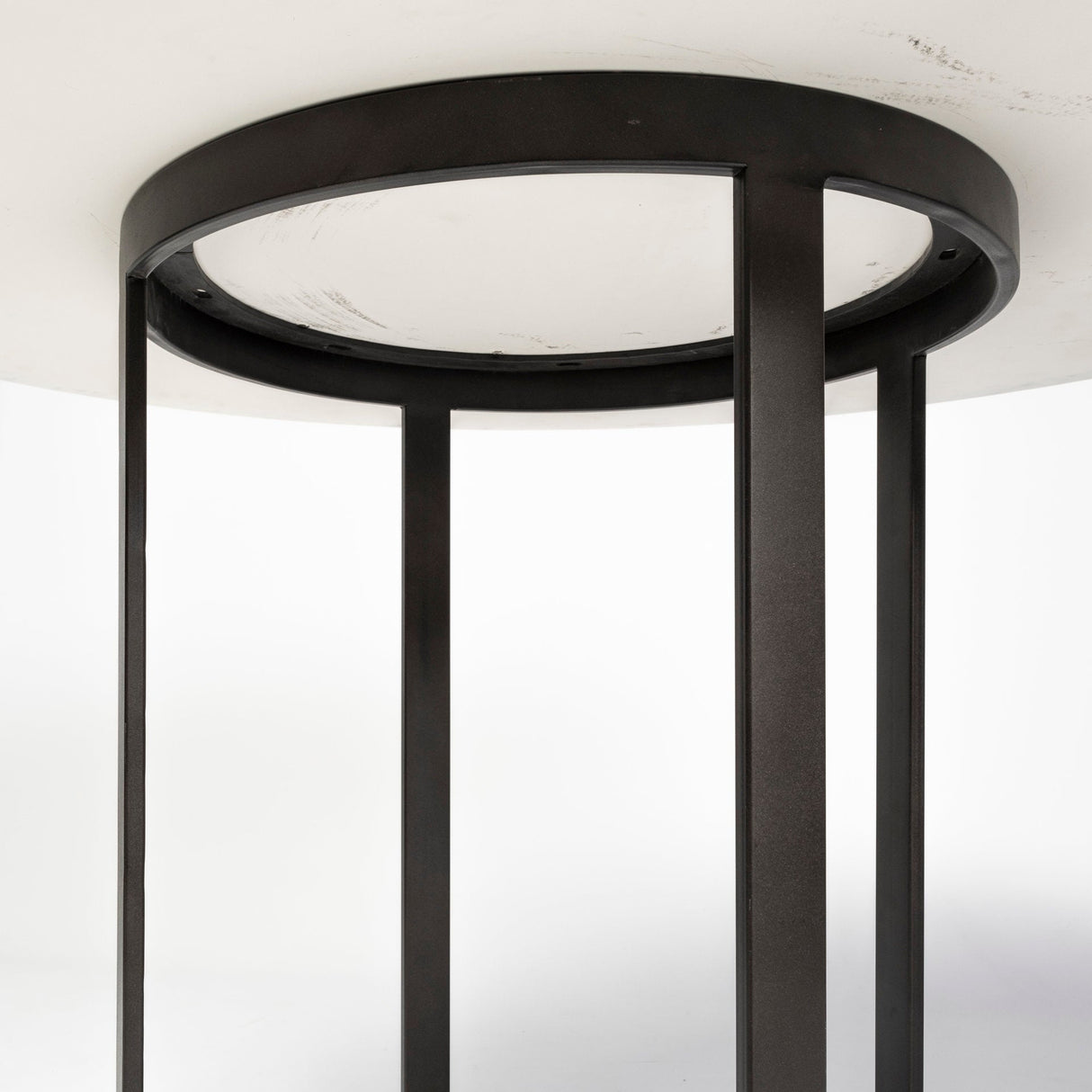 Tanner II Round White Marble Top Black Metal Base Dining Table by Mercana at Eve Furniture