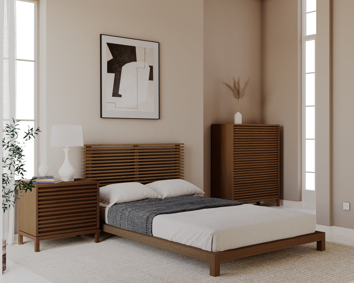 Tanner Queen Solid Ash California King Platform Bed in Roux by Modus Furniture at Eve Furniture