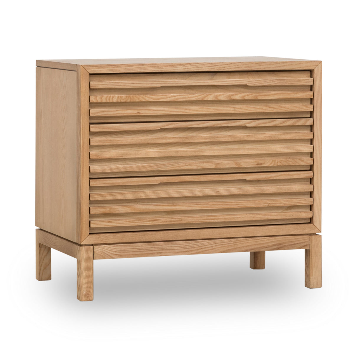 Tanner Three Drawer Ash Wood Nightstand in Flaxen by Modus Furniture at Eve Furniture