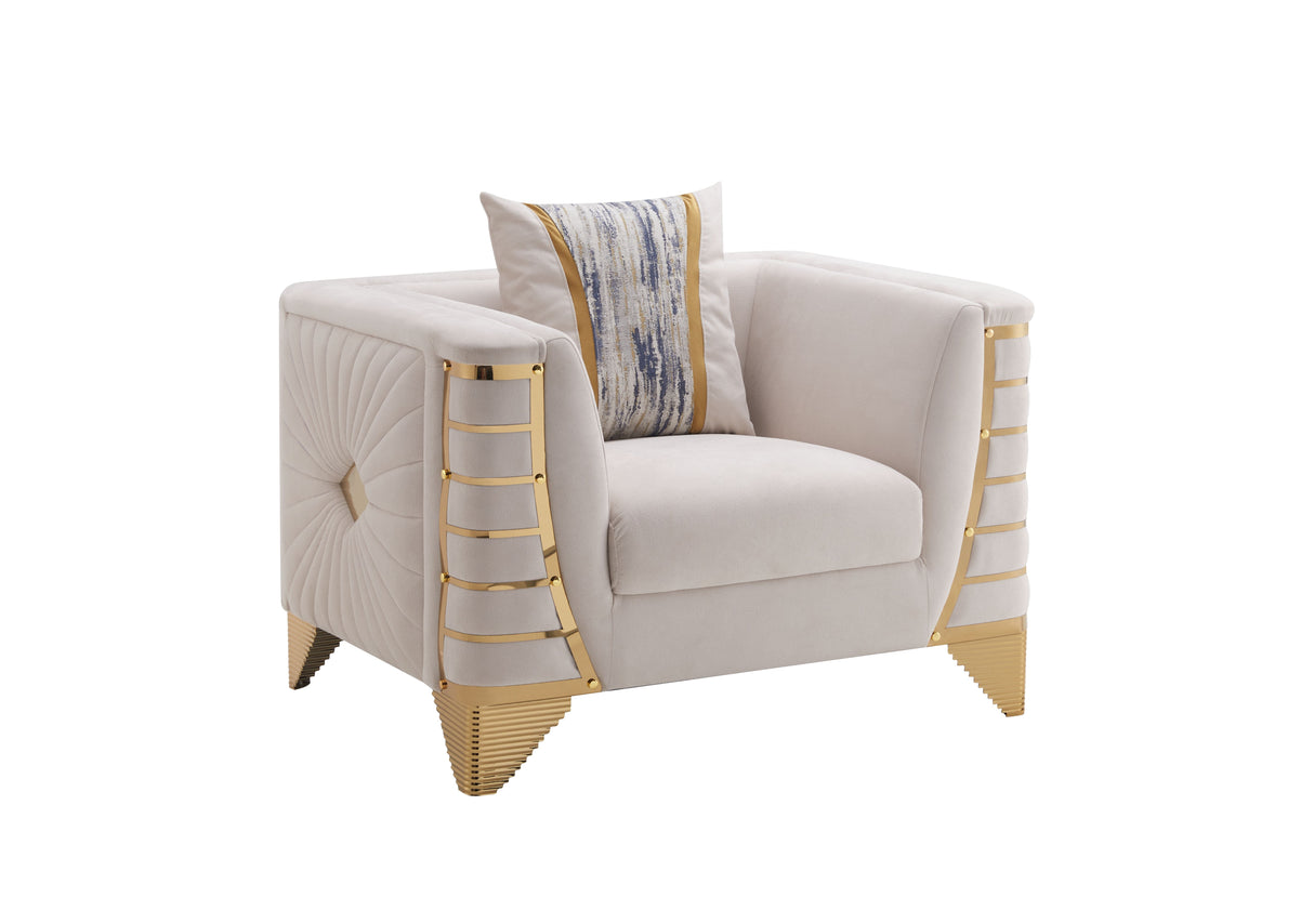 Tanya Cream/Gold Chair by Cosmos Furniture at Eve Furniture