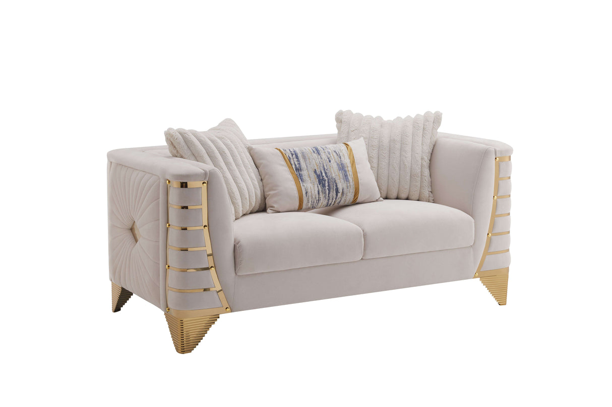 Tanya Cream/Gold Living Room Set by Cosmos Furniture at Eve Furniture