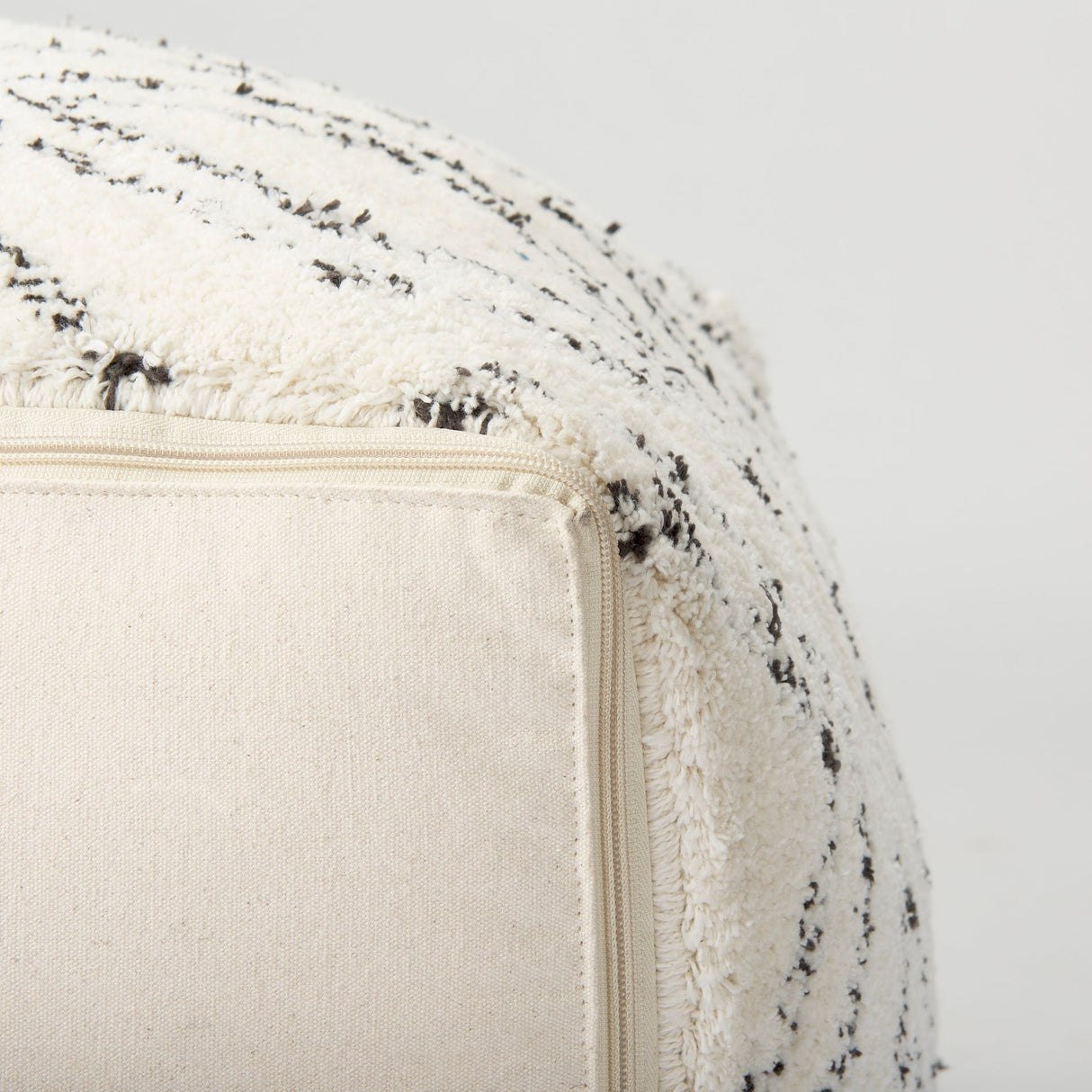 Tapir Beige Cotton Argyle Pattern Square Pouf by Mercana at Eve Furniture