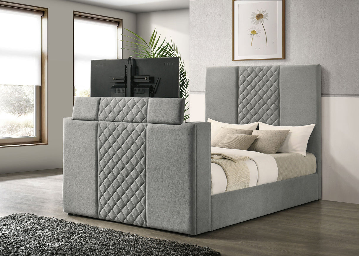 Tara Grey 61-inch Upholstered Queen Panel TV Bed by Coaster at Eve Furniture