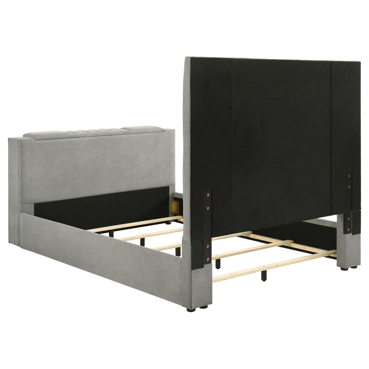 Tara Grey 61-inch Upholstered Queen Panel TV Bed by Coaster at Eve Furniture