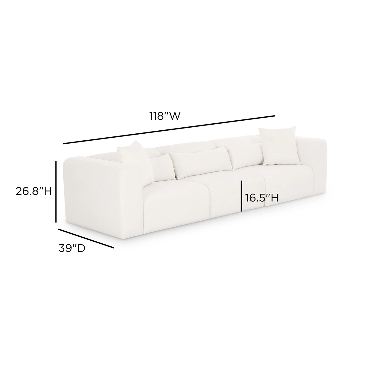Tarra 118" Cream Performance Chenille Modular Sofa by TOV Furniture at Eve Furniture