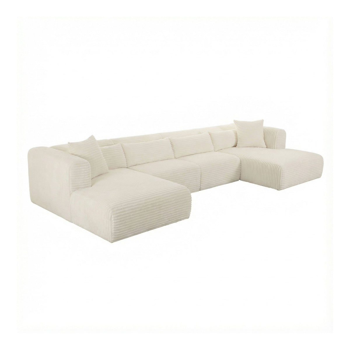 Tarra 4-Piece Fluffy Oversized Performance Corduroy Modular U-Sectional by TOV Furniture at Eve Furniture
