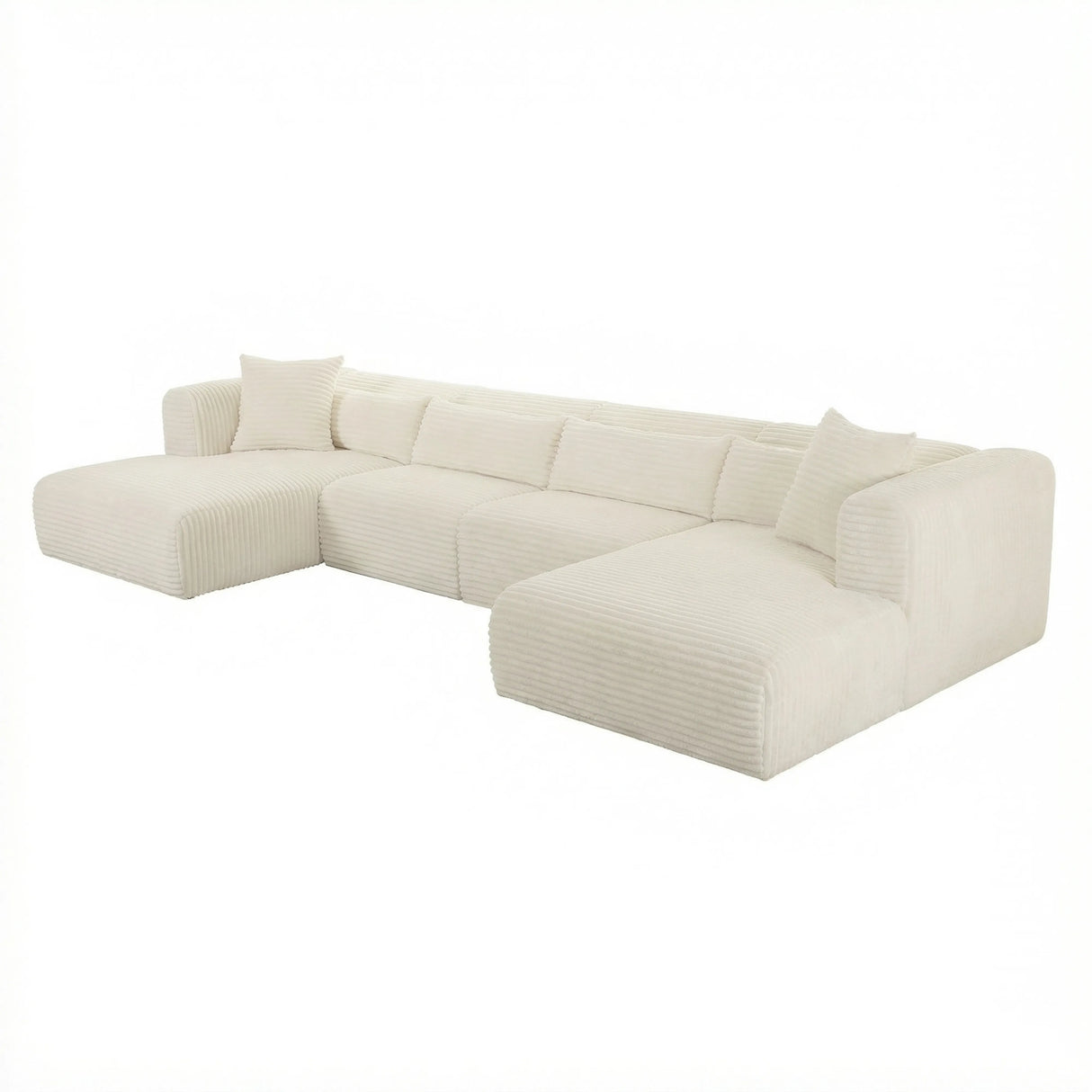 Tarra 4-Piece Fluffy Oversized Performance Corduroy Modular U-Sectional by TOV Furniture at Eve Furniture