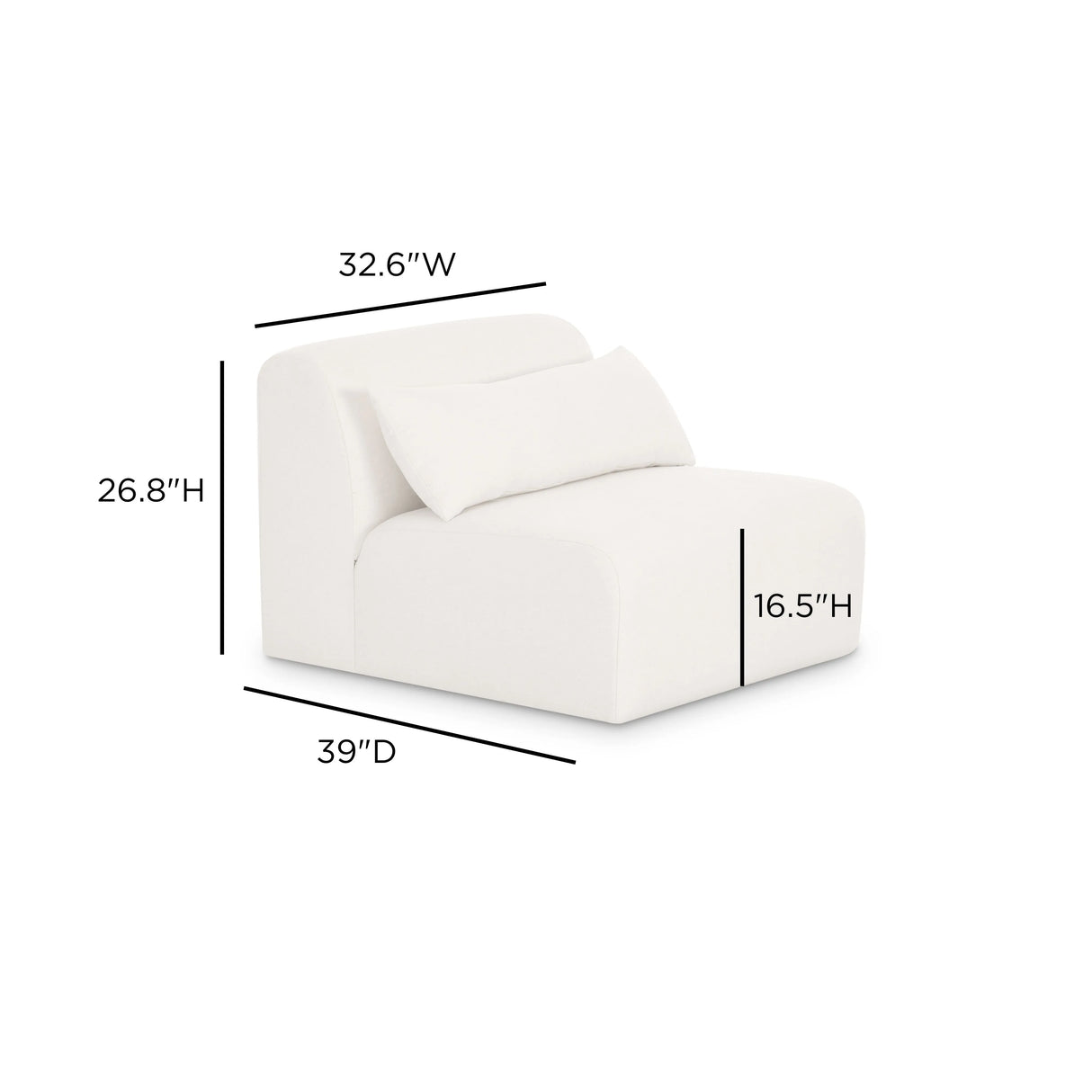 Tarra Cream Performance Chenille Modular Armless Chair by TOV Furniture at Eve Furniture