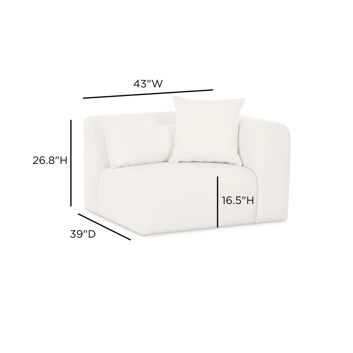Tarra Cream Performance Chenille Modular Corner Chair by TOV Furniture at Eve Furniture
