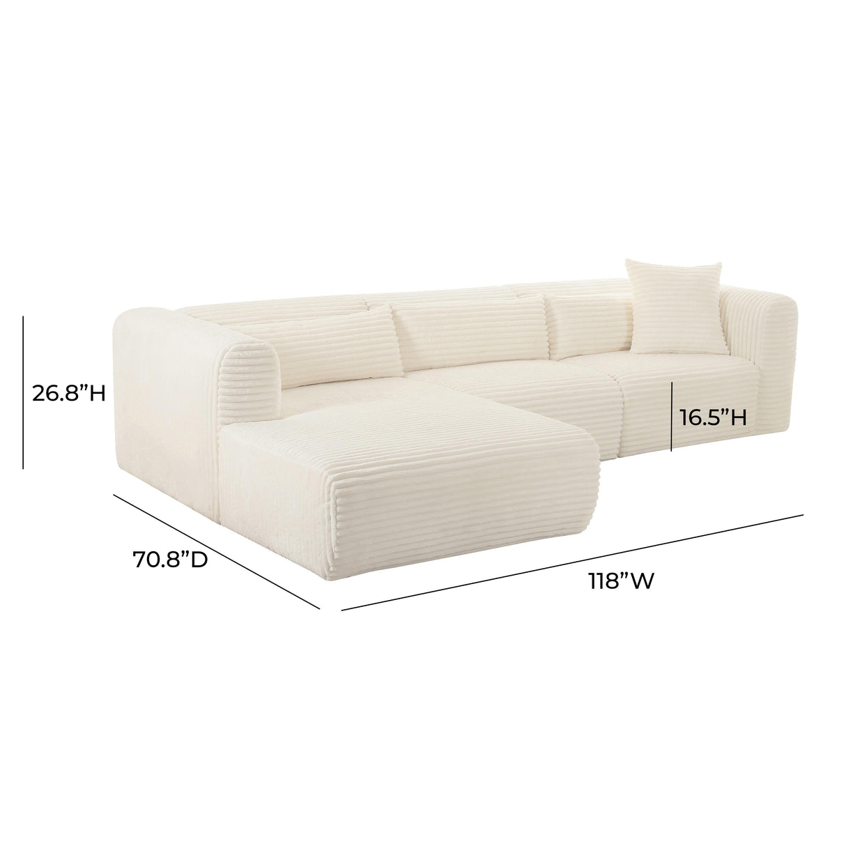 Tarra Fluffy Oversized Corduroy Modular Sectional by TOV Furniture at Eve Furniture