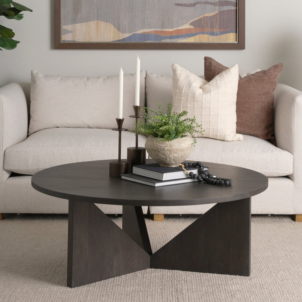 Tarro Brown Wood w/ Triangle Legs Coffee Table by Mercana at Eve Furniture