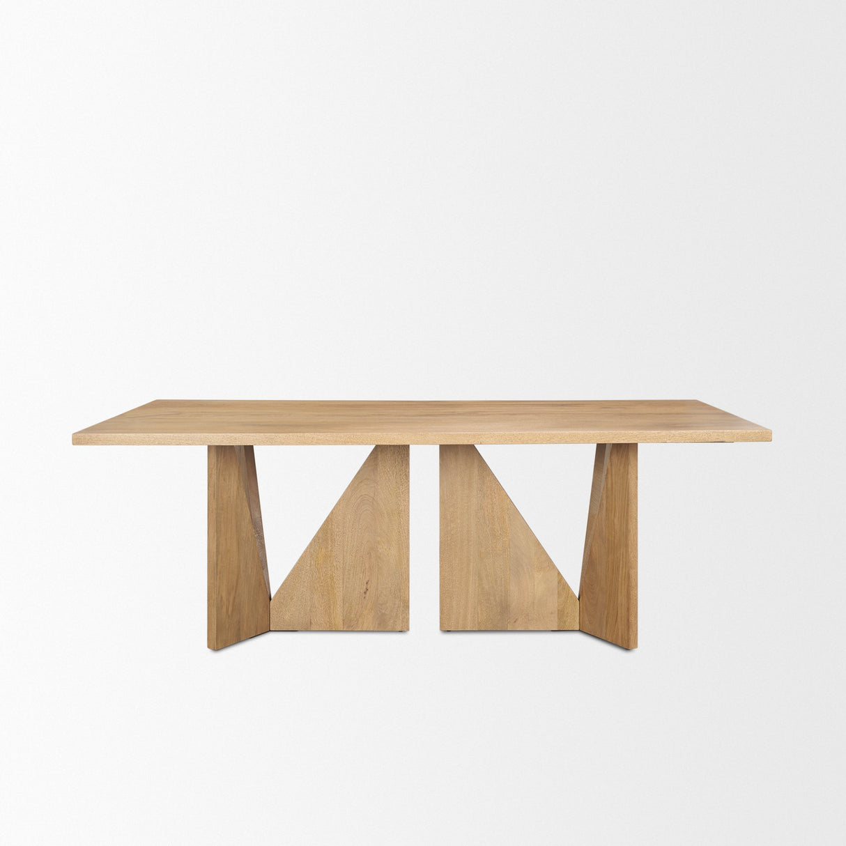 Tarro Rectangular Light Brown Wood w/ Geometrical Base Dining Table by Mercana at Eve Furniture