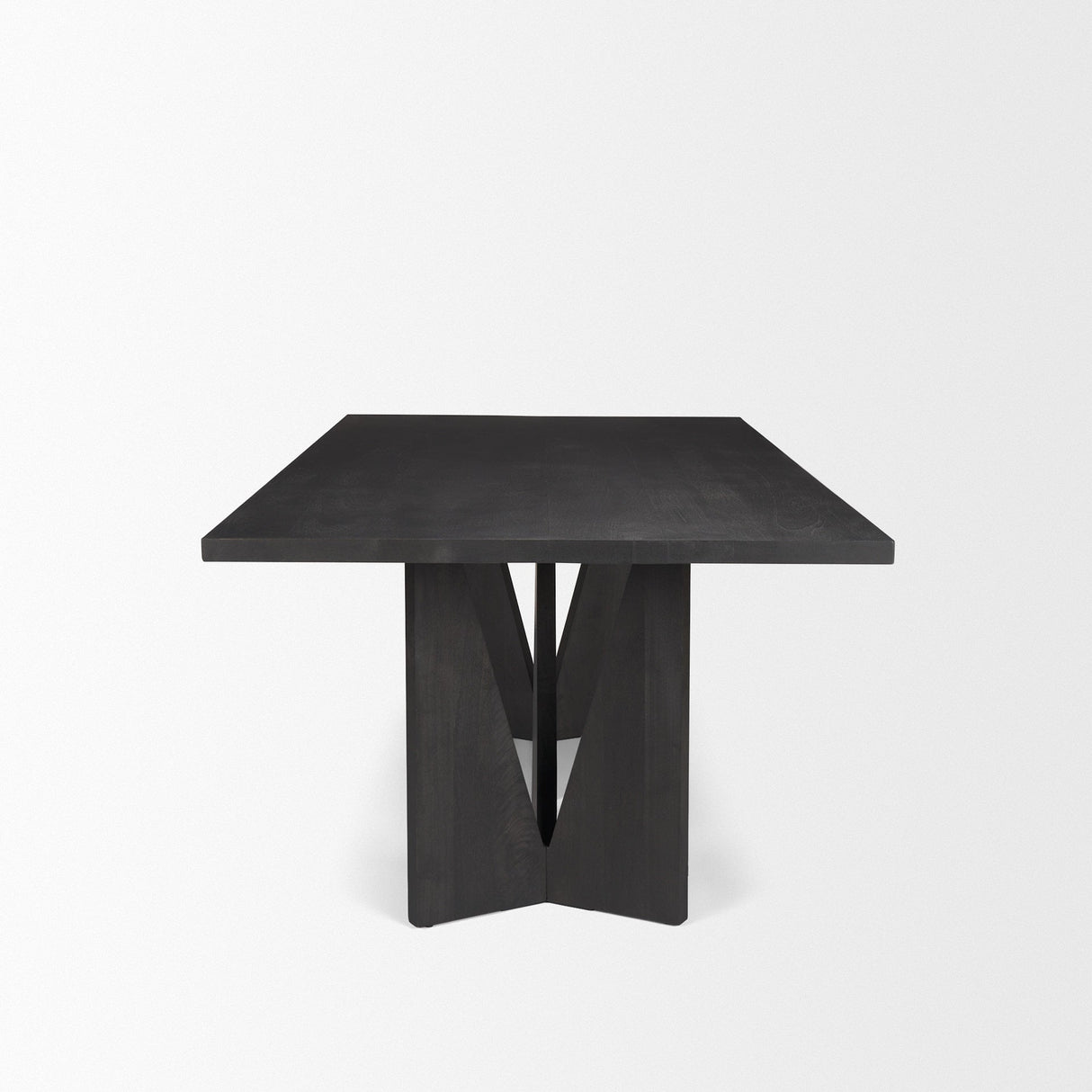Tarro Rectangular Textured Black Wood w/ Geometrical Base Dining Table by Mercana at Eve Furniture