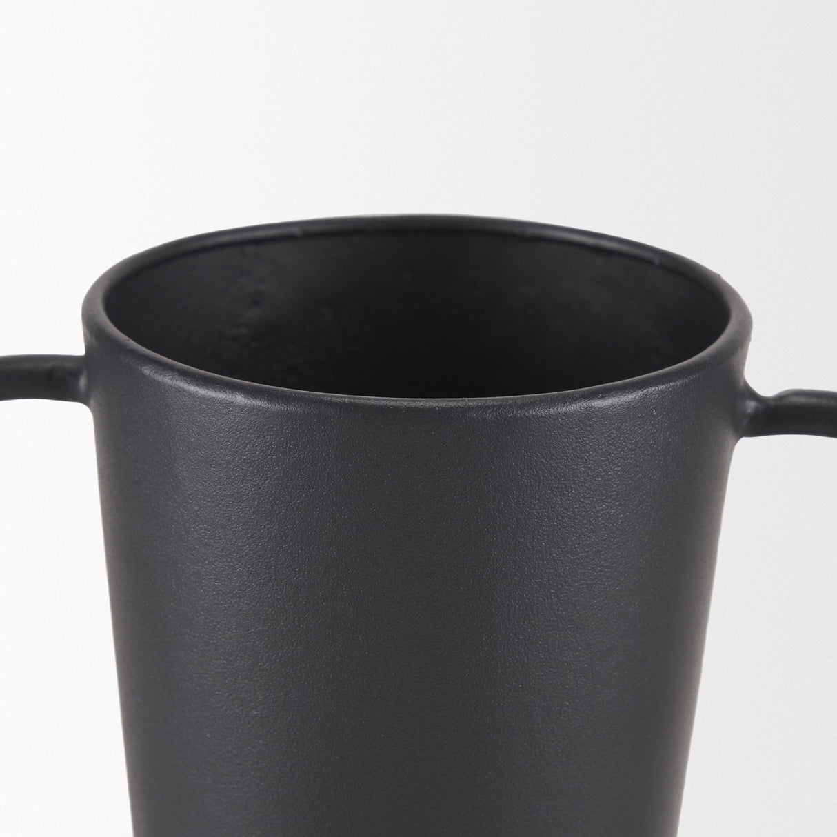 Tasya Large Matte Black w/ Handles Metal Vase by Mercana at Eve Furniture