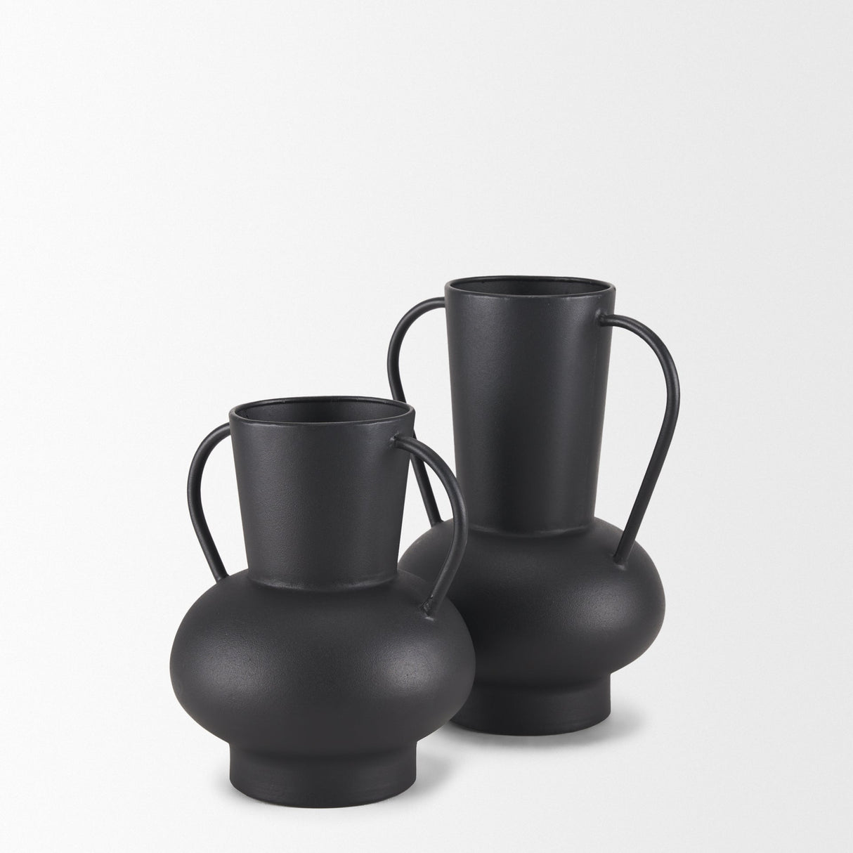 Tasya Large Matte Black w/ Handles Metal Vase by Mercana at Eve Furniture
